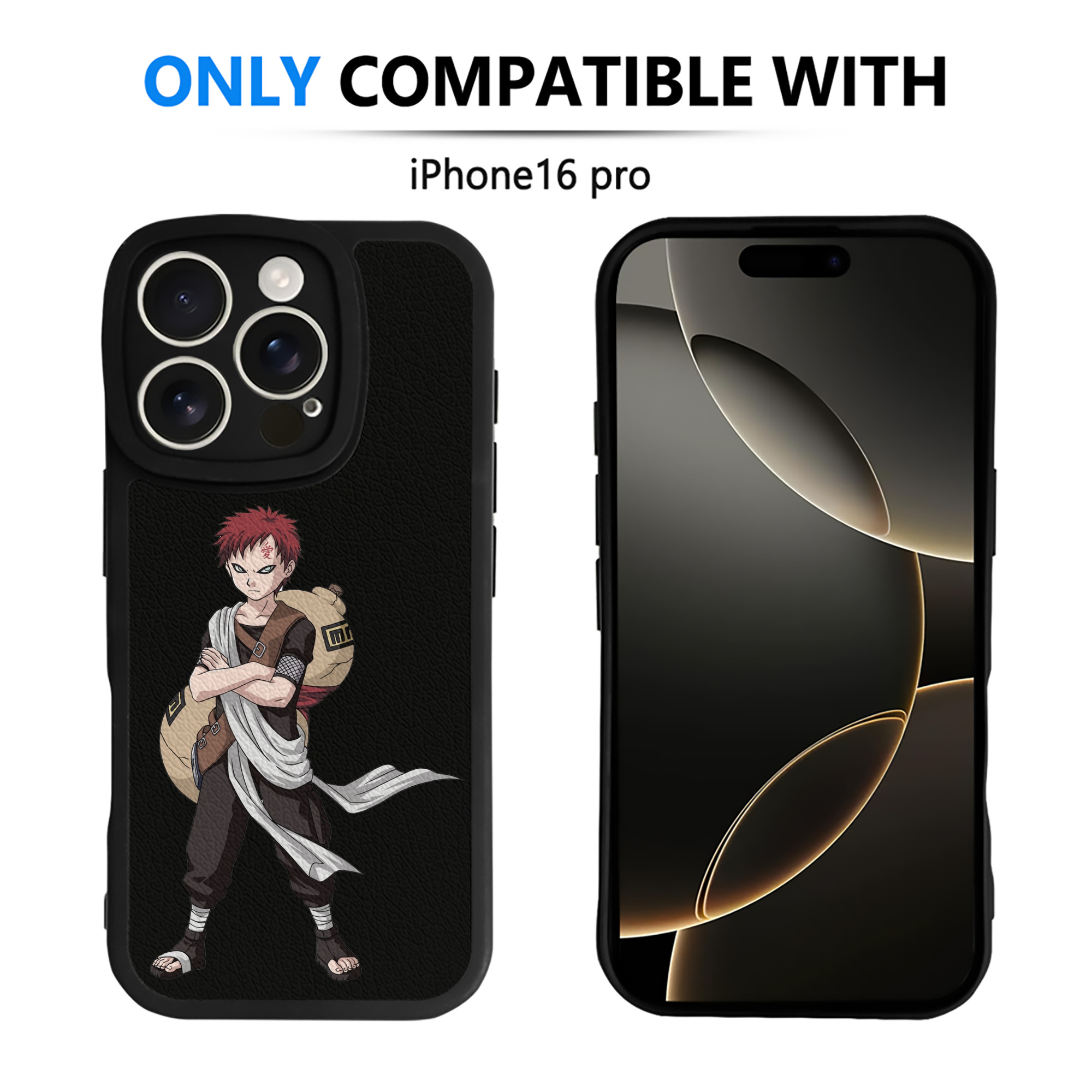 （画像用） NARUTO -ナルト- ガアラ Gaara 【iPhone 16シリーズ対応】シリコンスマホケース（レザー調） 材質：シリコン